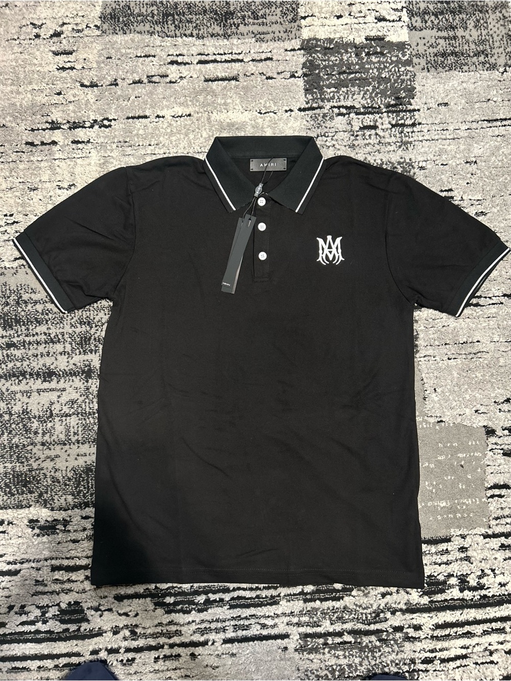 AMIRI Black Polo with White Contrast Logo